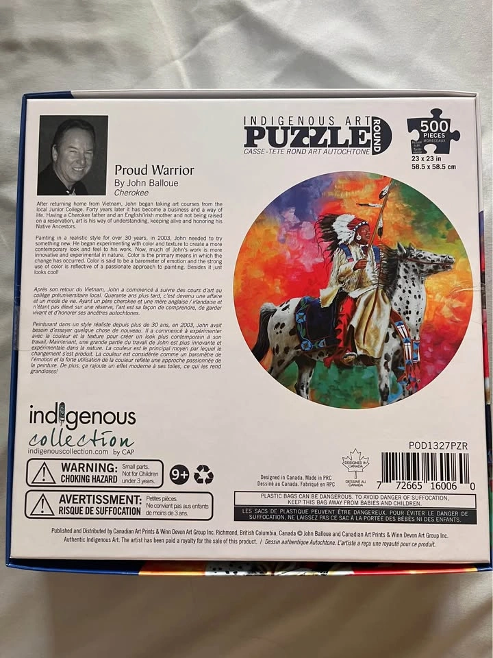 Proud Warrior Indigenous Art Round Puzzle, 500 Pieces (New, Unop - photo 4