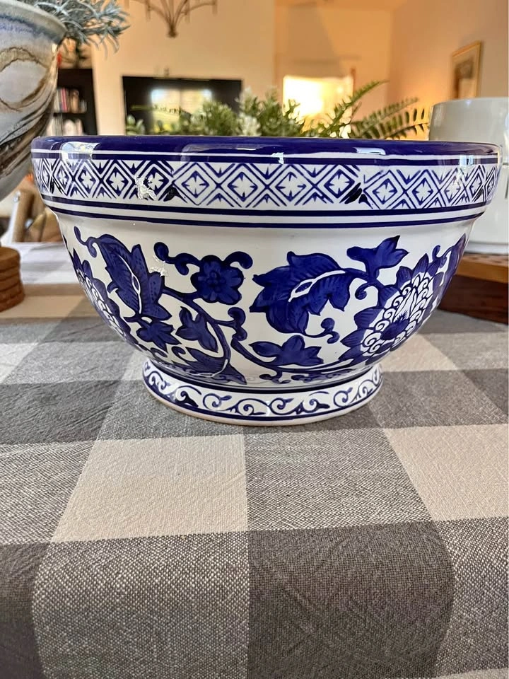 The Artisan Market Blue and White Ceramic Planter