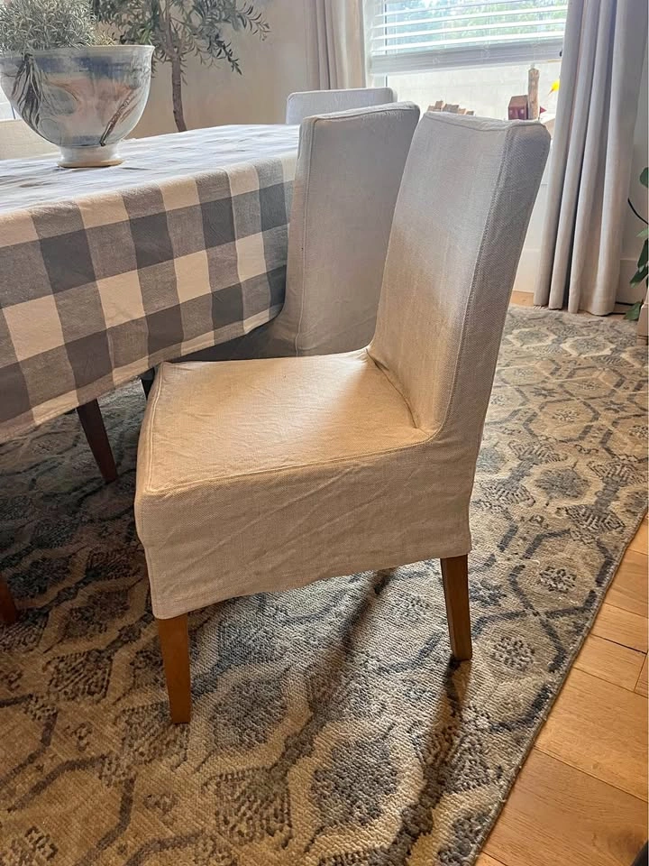 Set of 6 Restoration Hardware Linen Slipcovered Dining Chairs