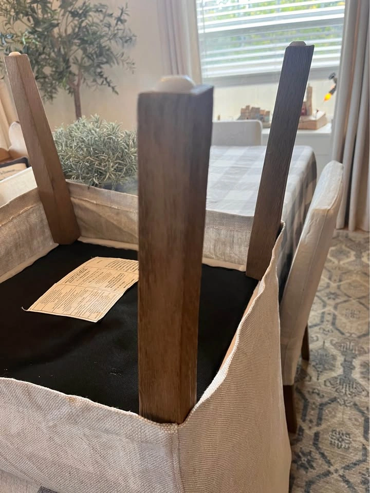 Set of 6 Restoration Hardware Linen Slipcovered Dining Chairs - photo 3