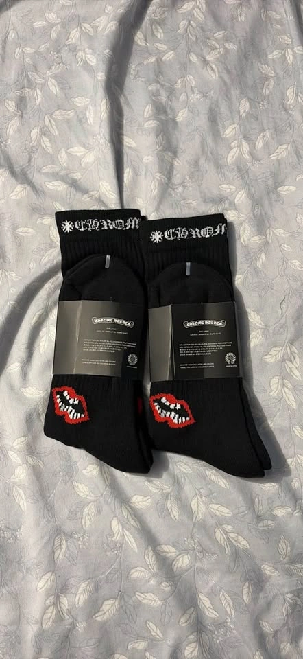 Chrome Hearts x Matty Boy Chomper Lips Socks - Black - Size L - photo 2