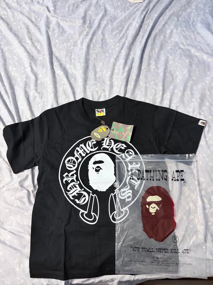 Premium Chrome Hearts x A Bathing Ape Black Graphic Tee - photo 3