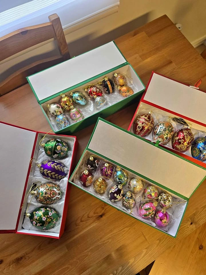 Sets Joan Rivers Faberge Style Christmas Ornaments - New In Box