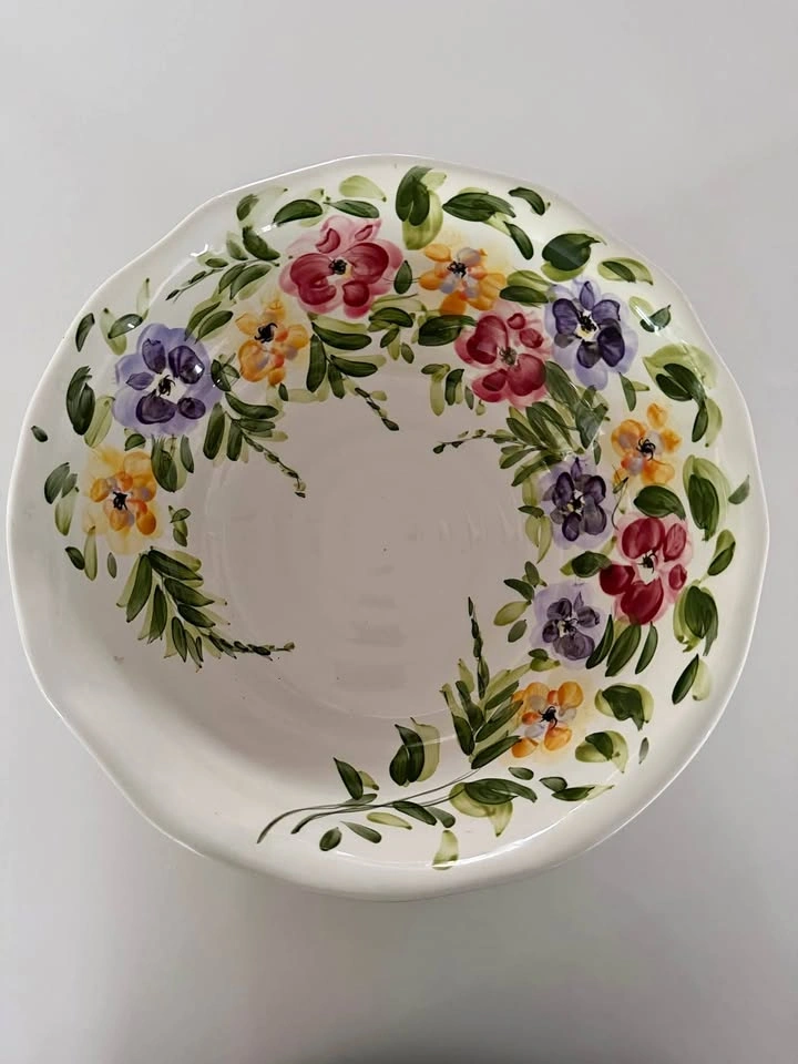 Bowl Tabletops Unlimited Rose Prairie Fluted edges Floral