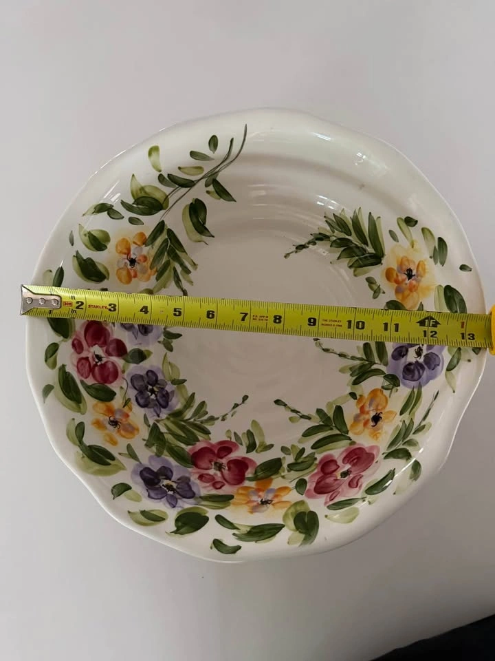 Bowl Tabletops Unlimited Rose Prairie Fluted edges Floral - photo 5