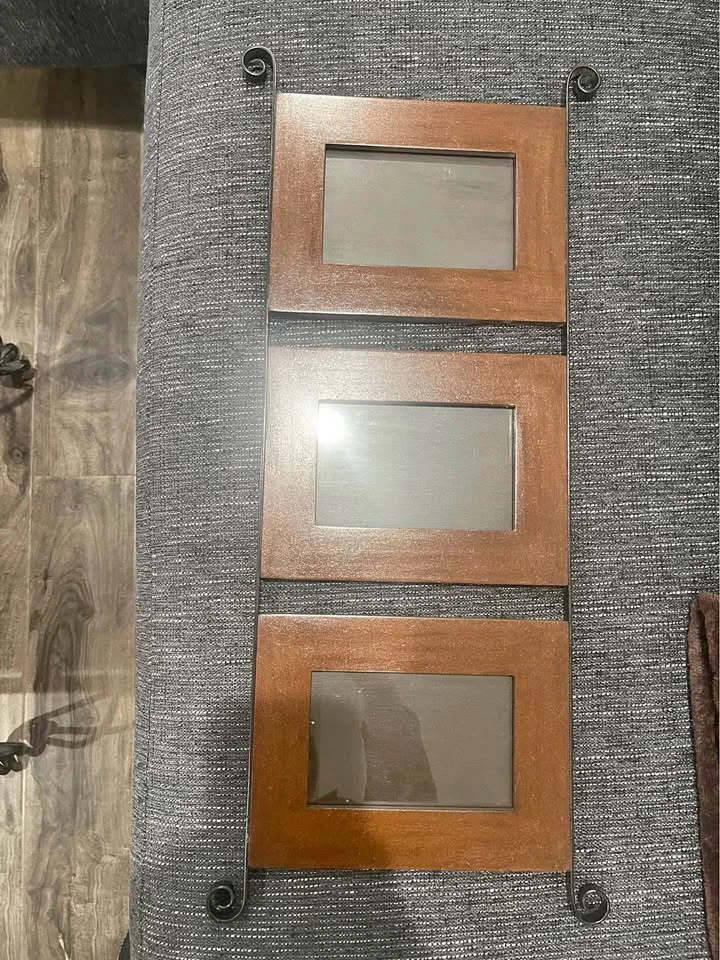 3 photo picture frame, wooden frame