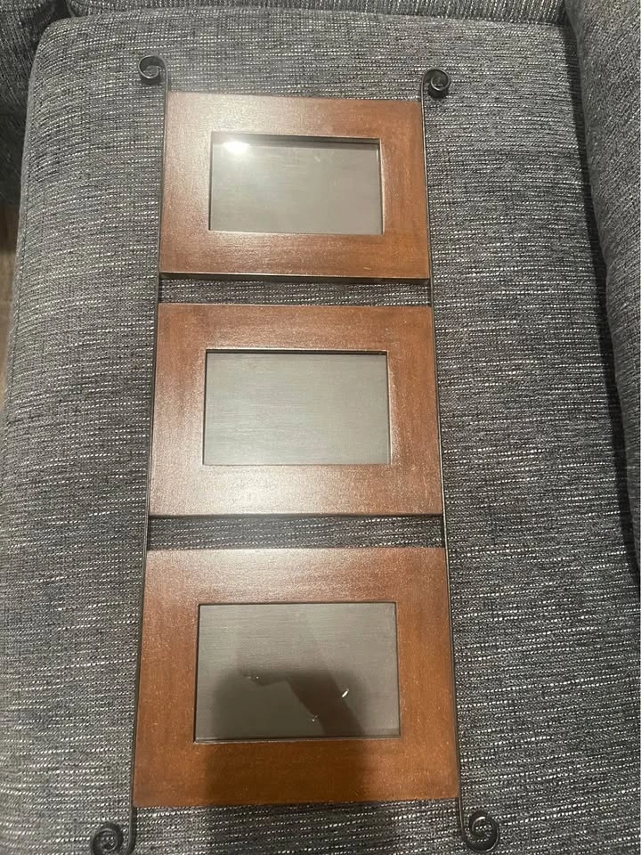 3 photo picture frame, wooden frame - photo 3