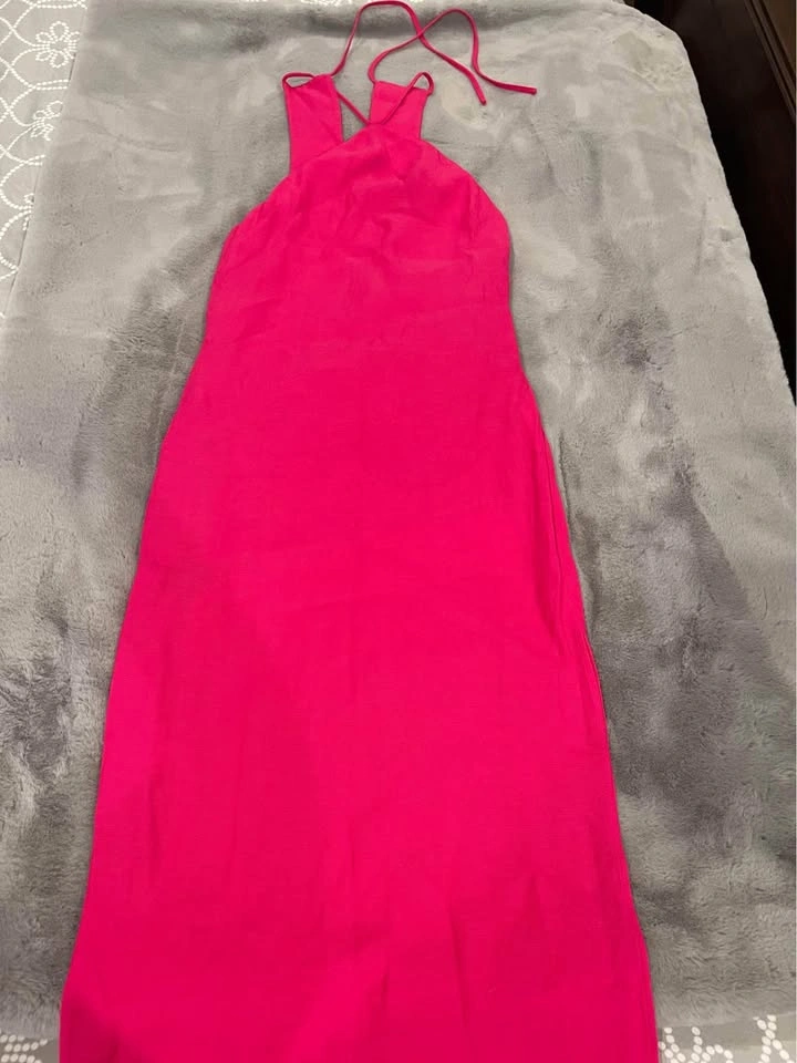 Babaton 1-01 | Modern Halter Midi Dress Size XXS Hot Pink - photo 4