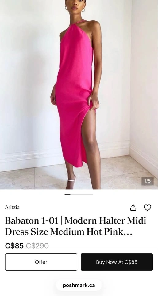 Babaton 1-01 | Modern Halter Midi Dress Size XXS Hot Pink - photo 5