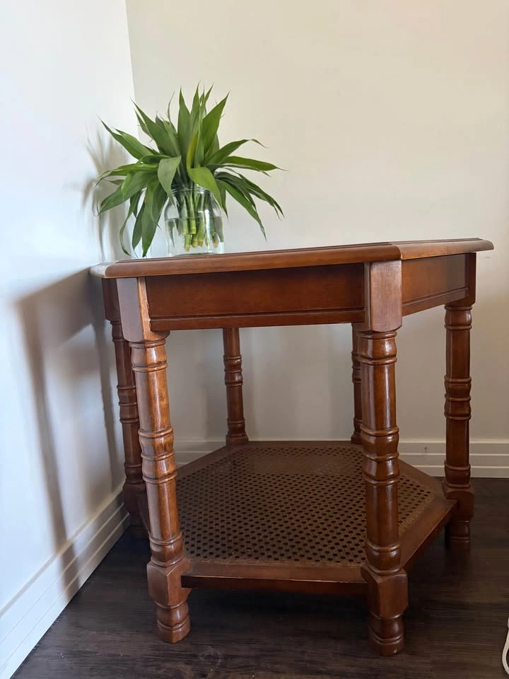 Wooden Glass-Top Side Table / End Table - photo 3