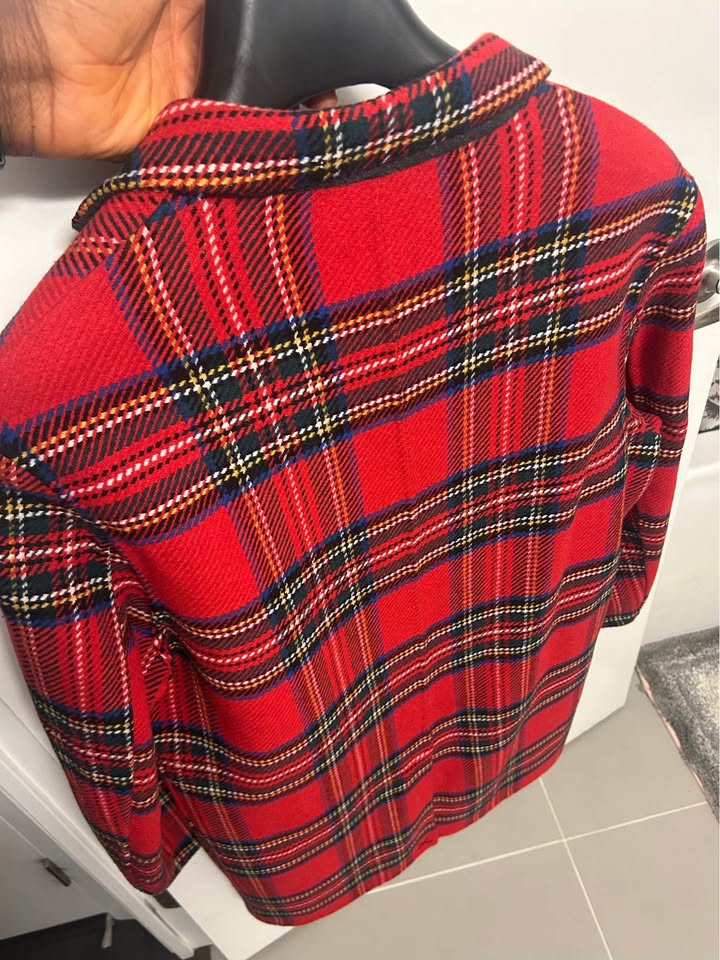 Men’s ZARA Red Plaid Winter Coat - photo 2