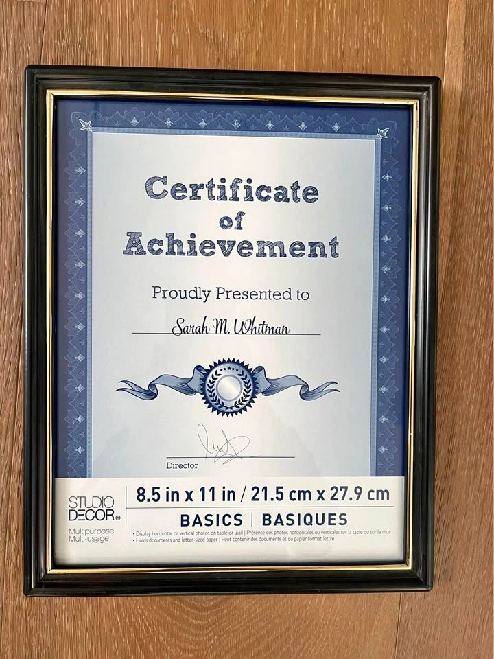 Like New Black Certificate Frame