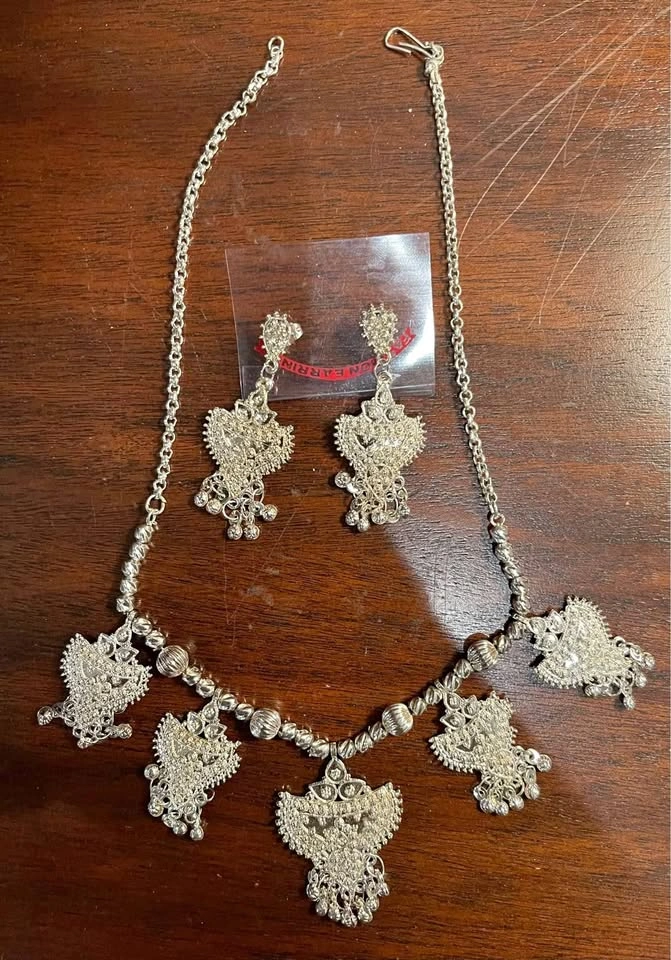 Silver earrings and necklace set
