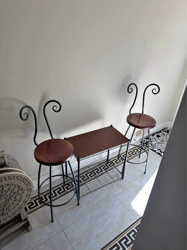 iron stools + table
