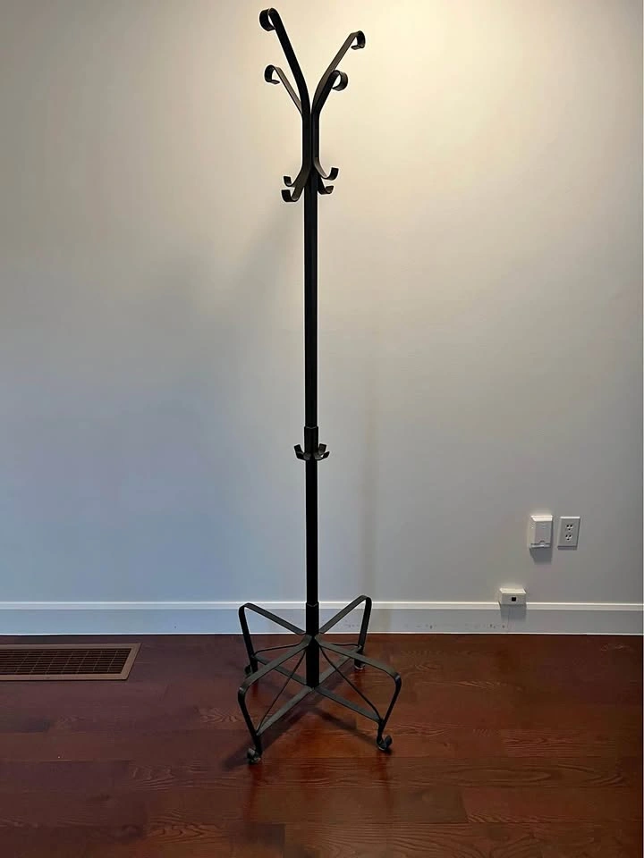 Metal coat rack with umbrella stand