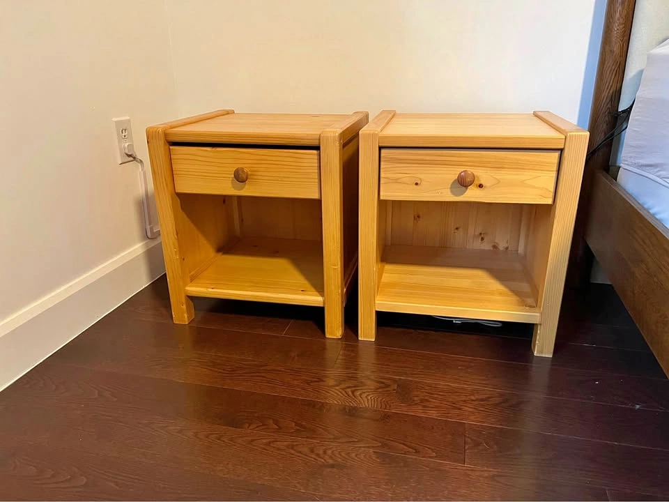 2 x Solid wood night stands