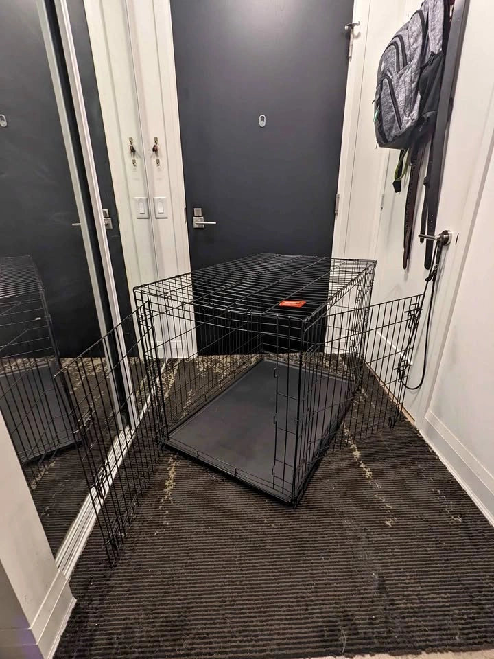 Black Metal Dog Crate with Fabric Cover