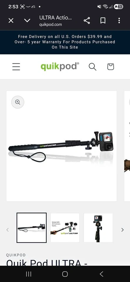 2pc, Quik Pod Selfie Extreme extends to 53 inches