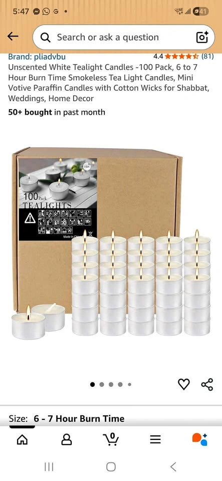 2pc sealed, Unscented White Tealight Candles - 100 Pack