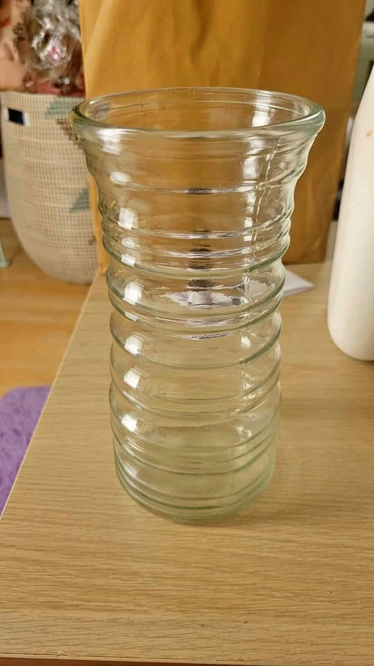 Ribbed Clear Glass Vase