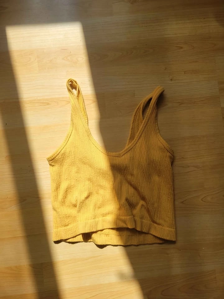 Yellow Ribbed Crop Tank Top - Size L - photo 2