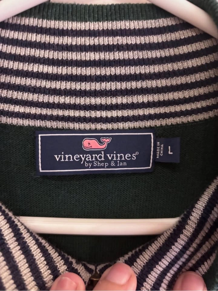 Vineyard Vines Men’s Forest Green Quarter-Zip Sweater large - photo 3