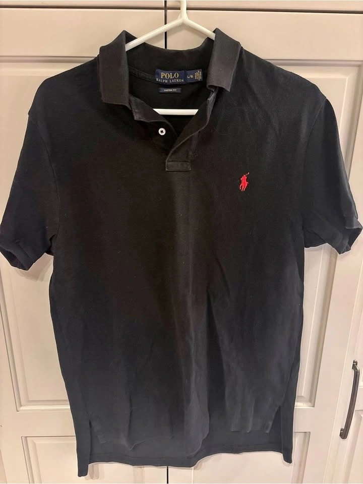 Polo by Ralph Lauren Men’s Black Polo Shirt with Red Logo large