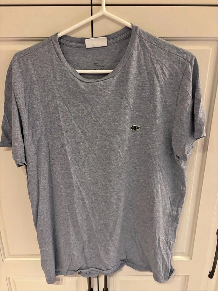 Lacoste Men's Light Blue/grey Crew Neck Tee large