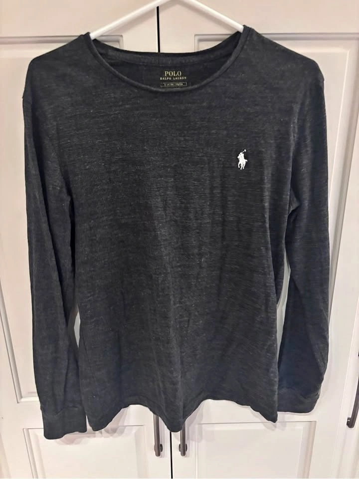 Polo by Ralph Lauren Men's Long-Sleeve Crewneck Shirt - Charcoal
