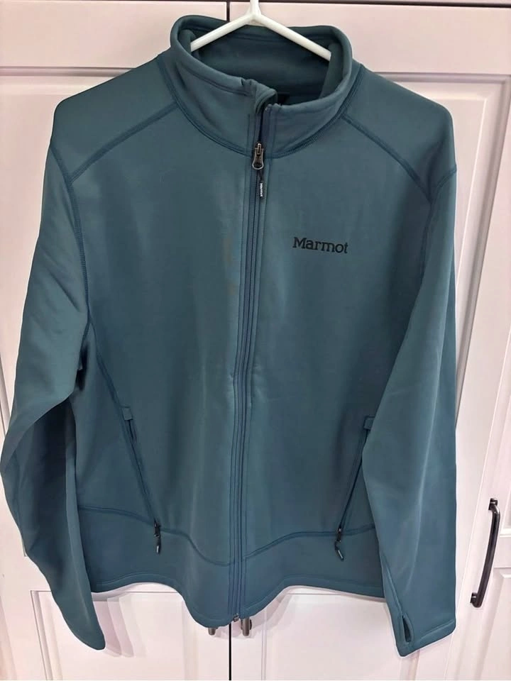 Marmot Polartec Stretch Fleece Jacket Men’s Large Teal Full Zip