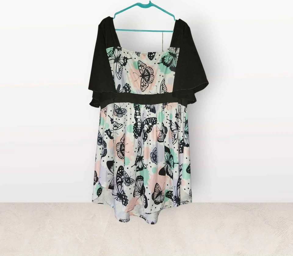 Rosegal 3X Butterfly Print Empire Waist Top - photo 2