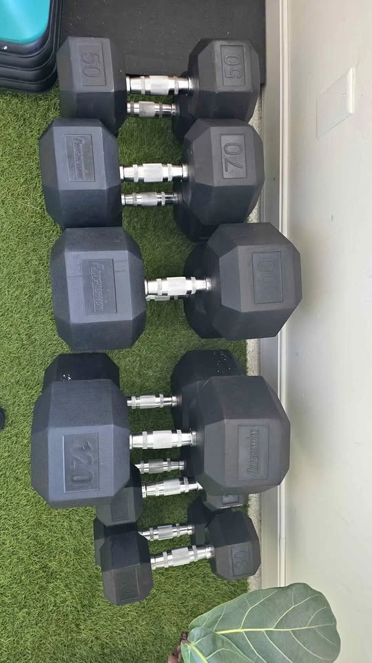 Rubber hex dumbbells
