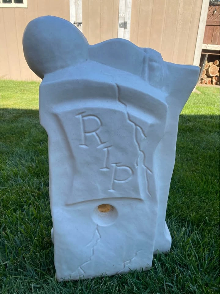 Vintage Blow Mold Tombstone Skeleton Rats RIP Halloween Lighted - photo 2