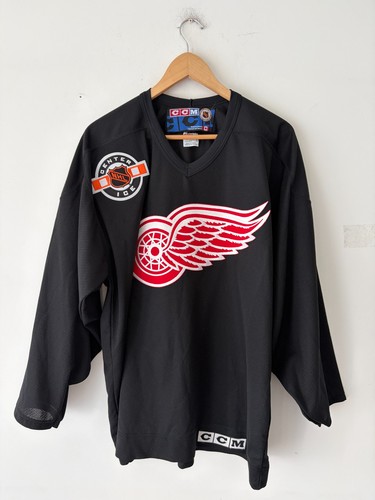 Vintage CCM Center Ice Detroit Red Wings Black Jersey Size L