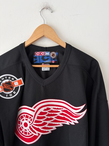 Vintage CCM Center Ice Detroit Red Wings Black Jersey Size L - photo 2