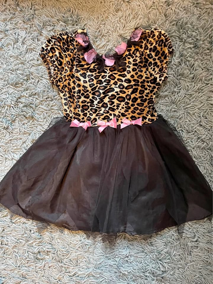 Witch Halloween Costume or Leopard Print Tutu Dress Size S 5/6