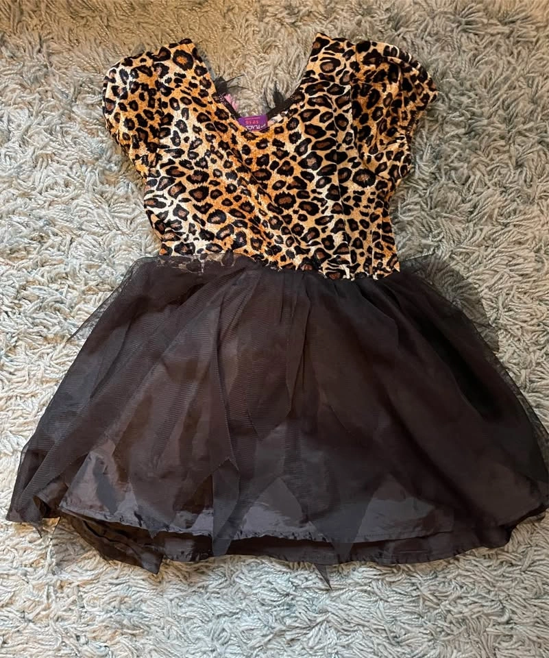 Witch Halloween Costume or Leopard Print Tutu Dress Size S 5/6 - photo 3