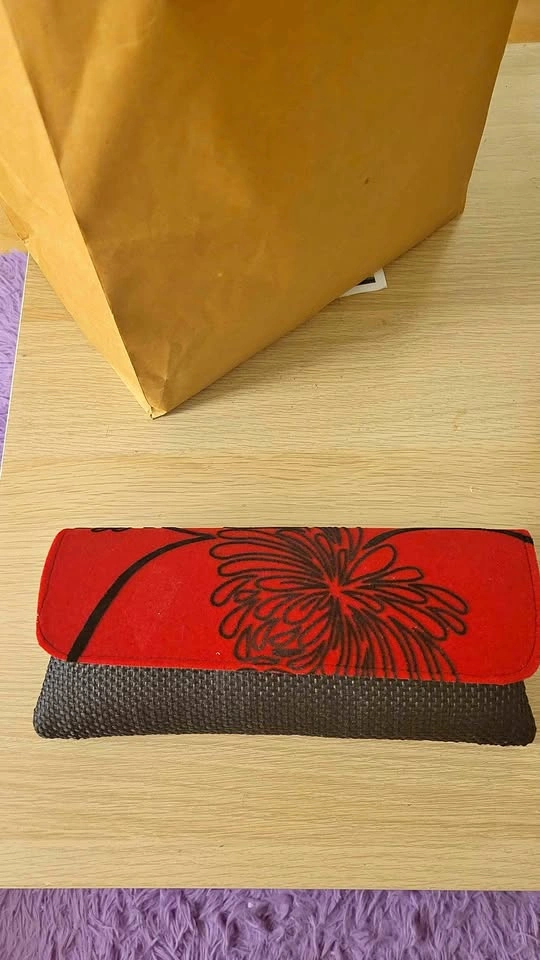 Red and Black Floral Clutch Bag