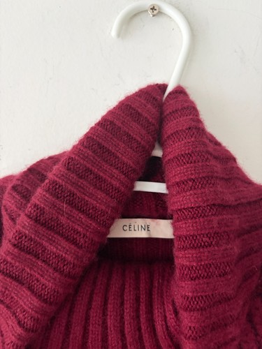 Celine Phoebe Philo Cashmere Turtleneck Bias Rib Long Knit Dress - photo 4