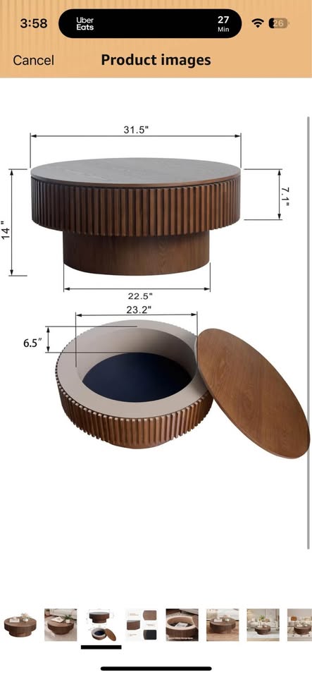 Fluted Walnut Coffee Table - photo 3