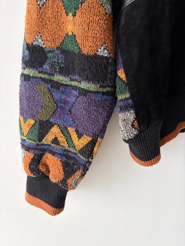 Vintage Saxony Men's Knit Leather Crewneck Sweater Size XL - photo 4