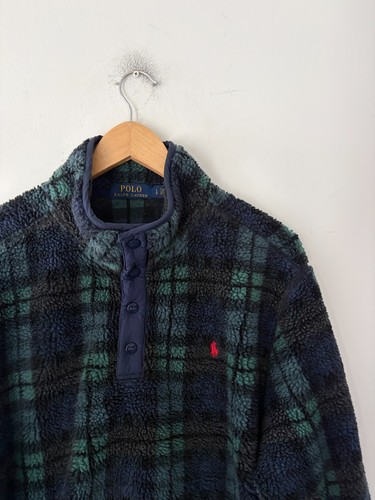 Polo Ralph Lauren Sherpa Plaid 1/2 Snap Fleece Pullover Size L - photo 2