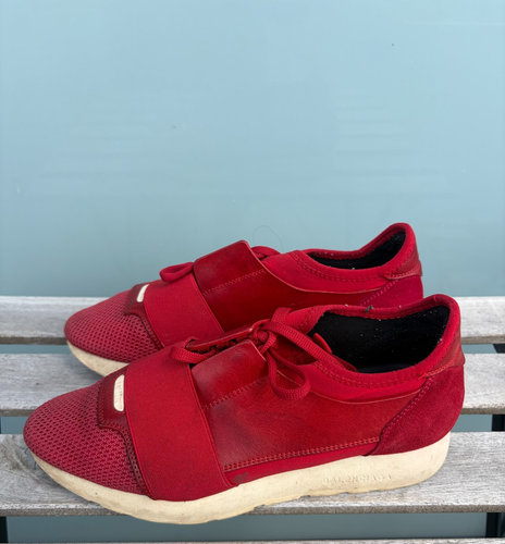 Balenciaga Race Runner Leather Mesh Lace Up Women's Sneakers Siz