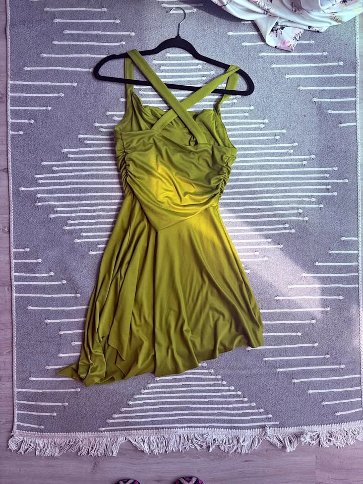 Moss green strappy dress