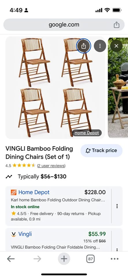 2 Rattan Folding Chairs