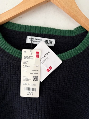 Uniqlo Roger Federer x JW Anderson Mens Lambswool Sweater Size L - photo 3