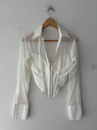 Dion Lee Grid Sheer Corset Shirt Size 0