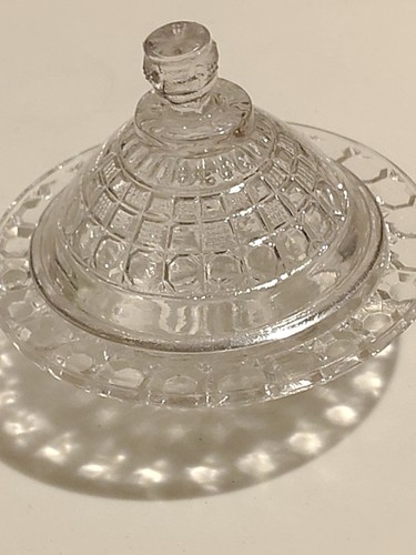 Vintage Miniature Clear Pressed Glass Creamer & Sugar Set - photo 2