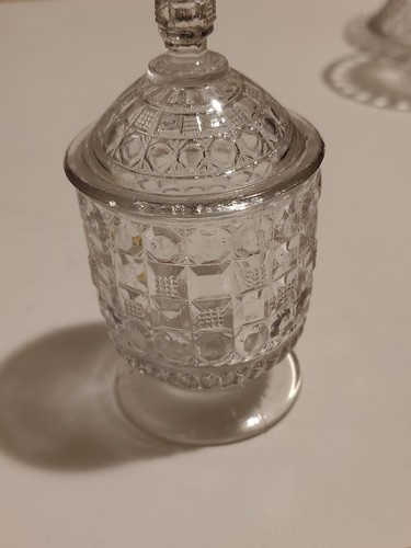 Vintage Miniature Clear Pressed Glass Creamer & Sugar Set - photo 5