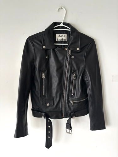 Acne Studios Women's Mock Sheepskin Leather Moto Jacket Size M